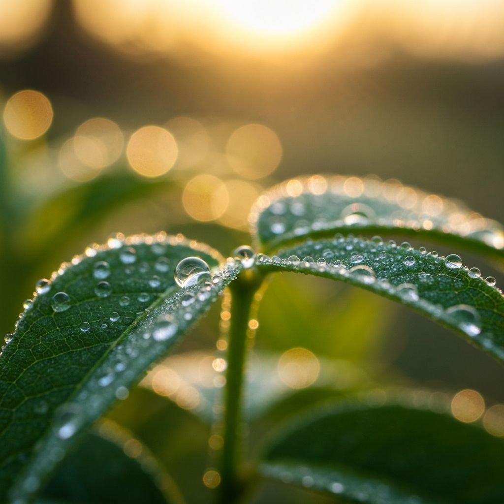 Morning dew on leaves